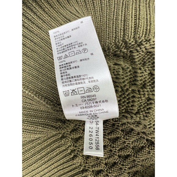 Tommy Bahama Cable Knit Sweater Distressed Olive Green Womens Size Medium - Picture 7 of 7